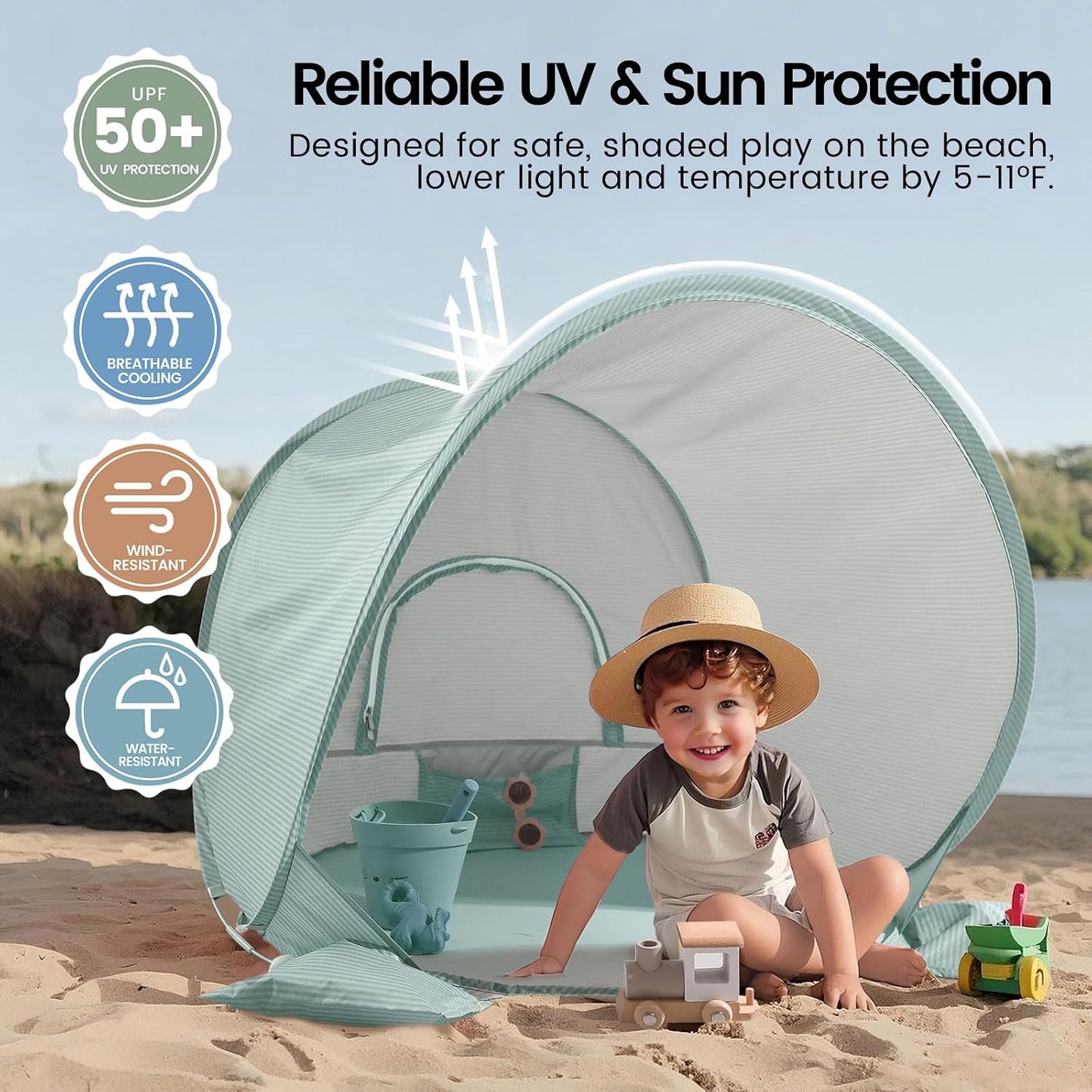Tiny Land - Tienda de campaña de playa para bebé, con protección so...