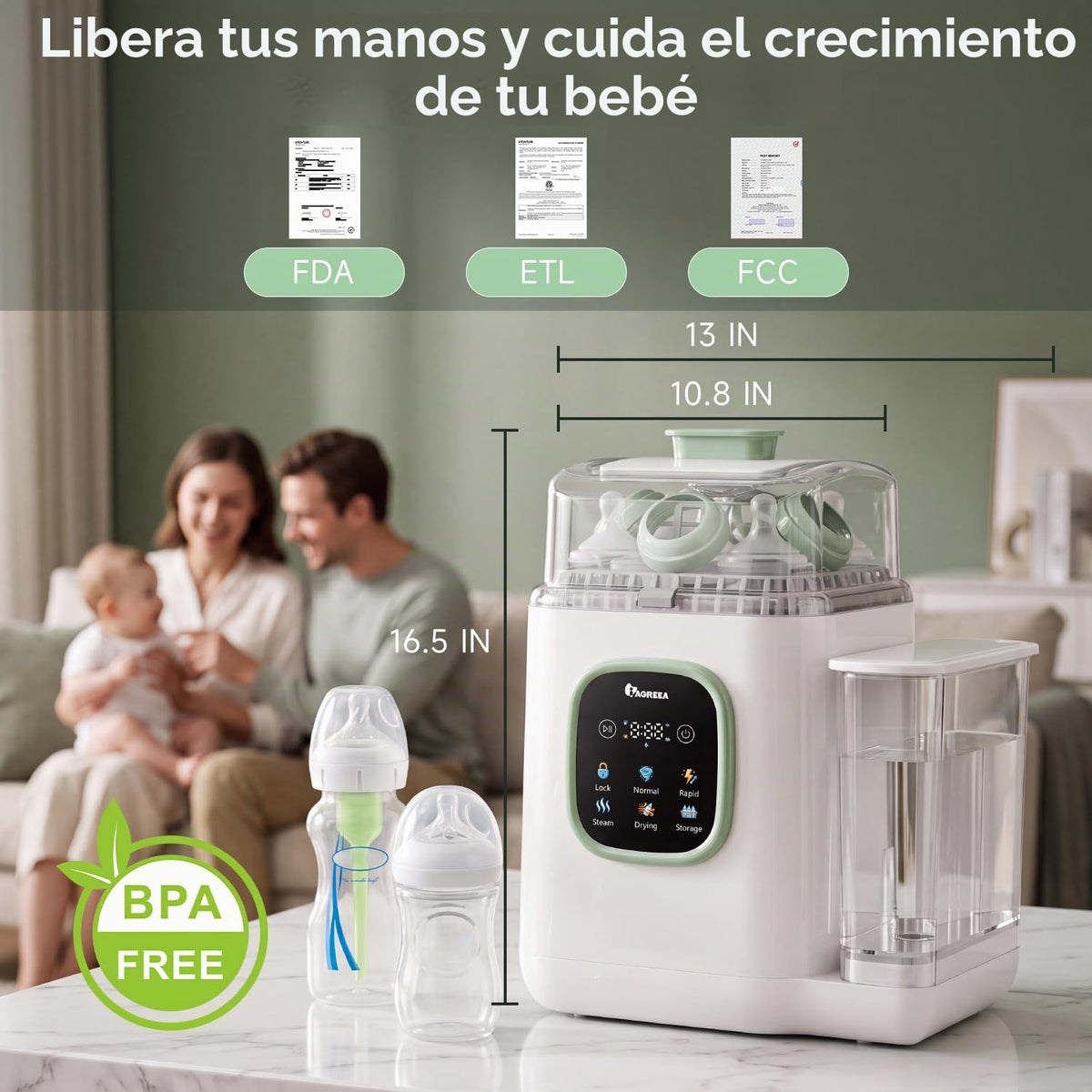 Lavadora de biberones IAGREEA, máquina de limpieza 4 en 1 para 8 bi...