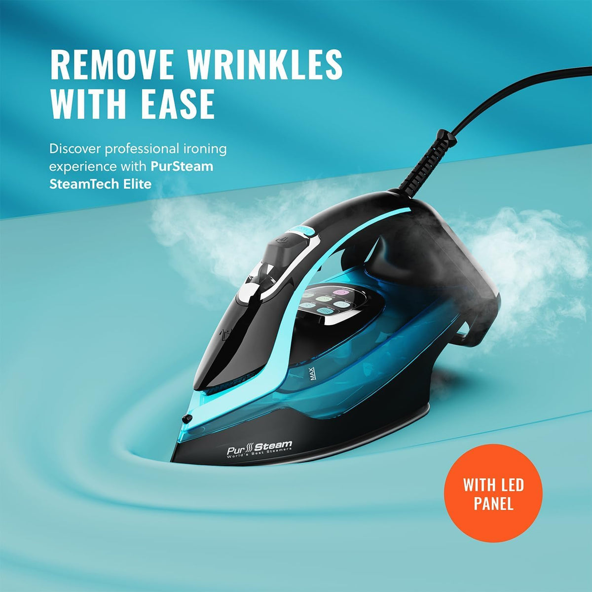 PurSteam SteamTech Elite - Plancha de vapor de 1750 W, control digi...