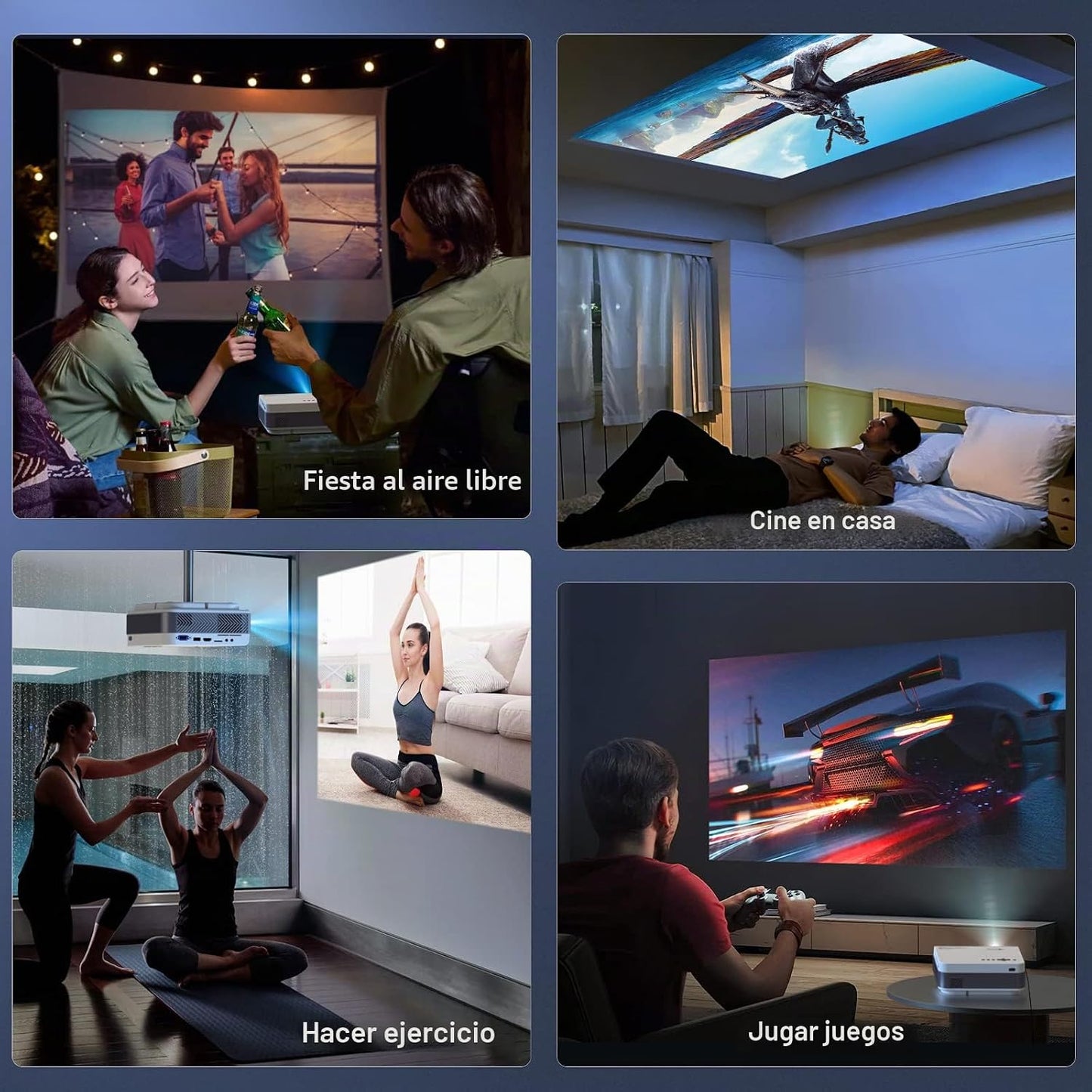 FUDONI Proyector Bluetooth WiFi Native 1080P, proyector de película...