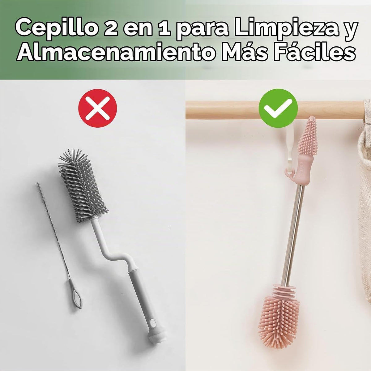 haakaa Cepillo de limpieza de silicona para botellas, cerdas de sil...