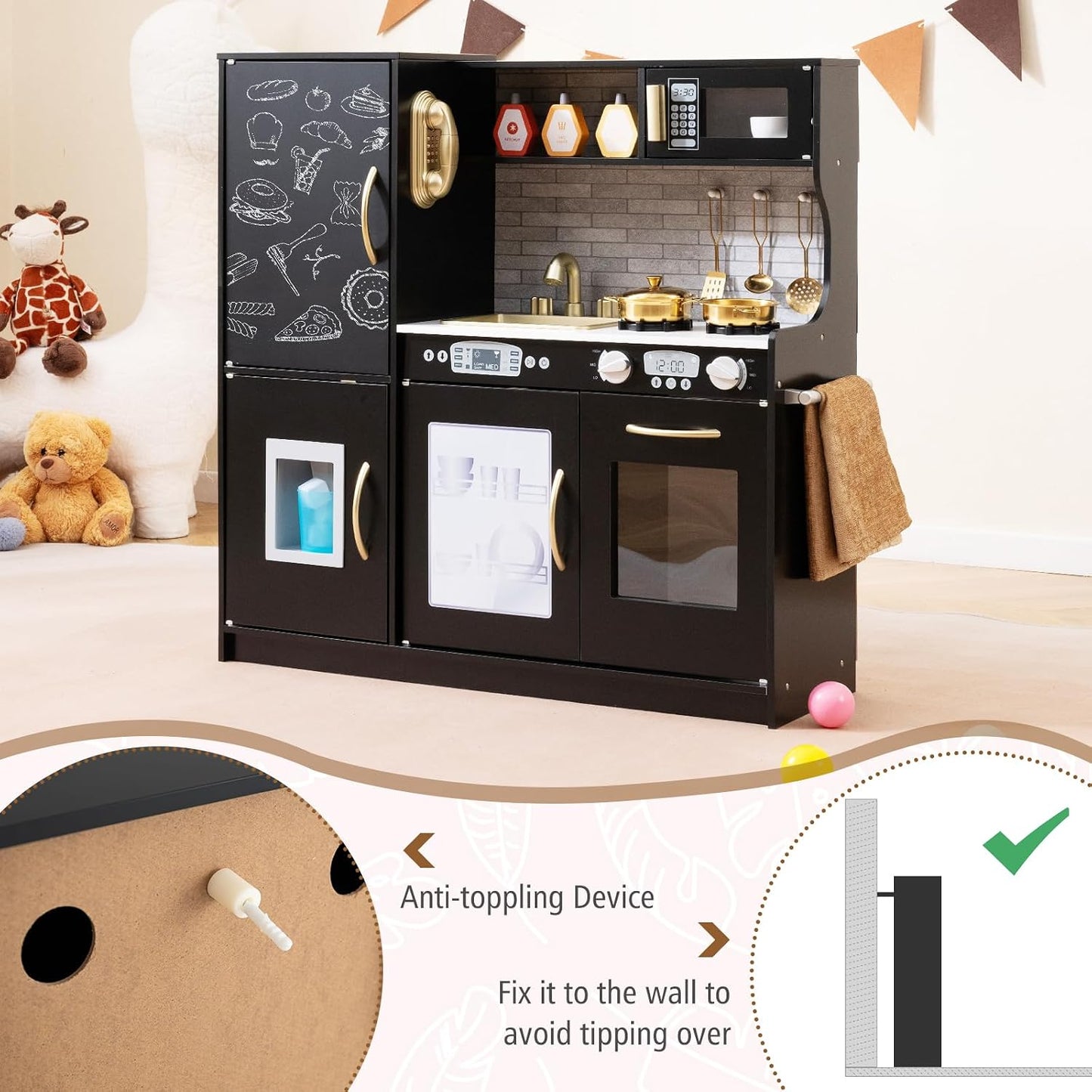 Costzon Juego de cocina para niños, juego de juguetes de cocina de...