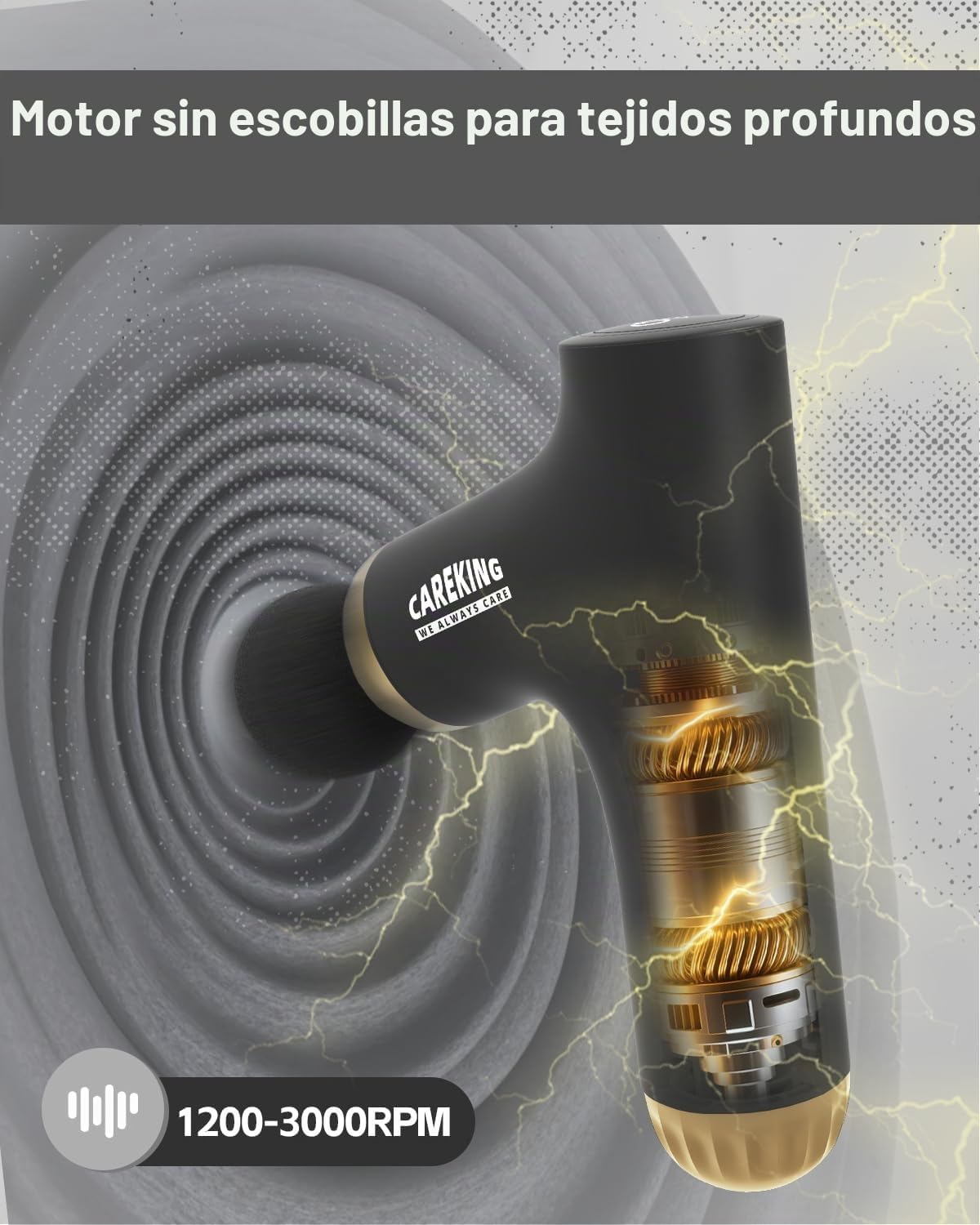 CAREKING WE ALWAYS CARE Pistola de masaje muscular 3 en 1 con mango...