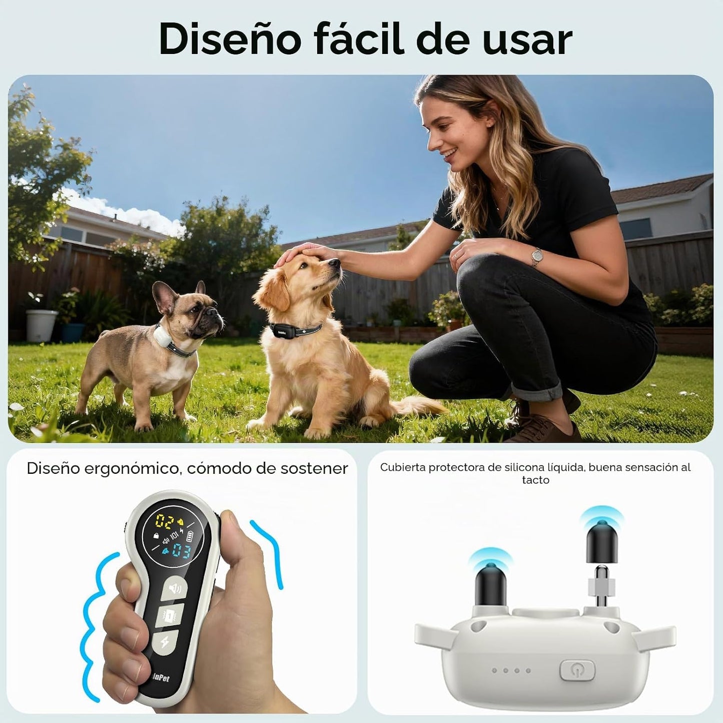 Collar de choque para perros, 2 perros, collares de entrenamiento d...