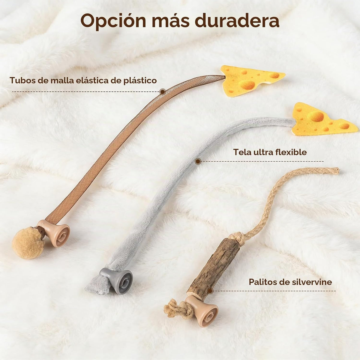 Migipaws Paquete de 3 colas de repuesto para gatos MigiMouse compat...