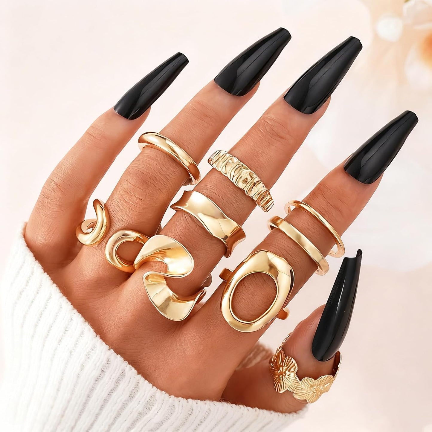 FAXHION Juego de 25 anillos apilables de oro para mujer, anillo de...
