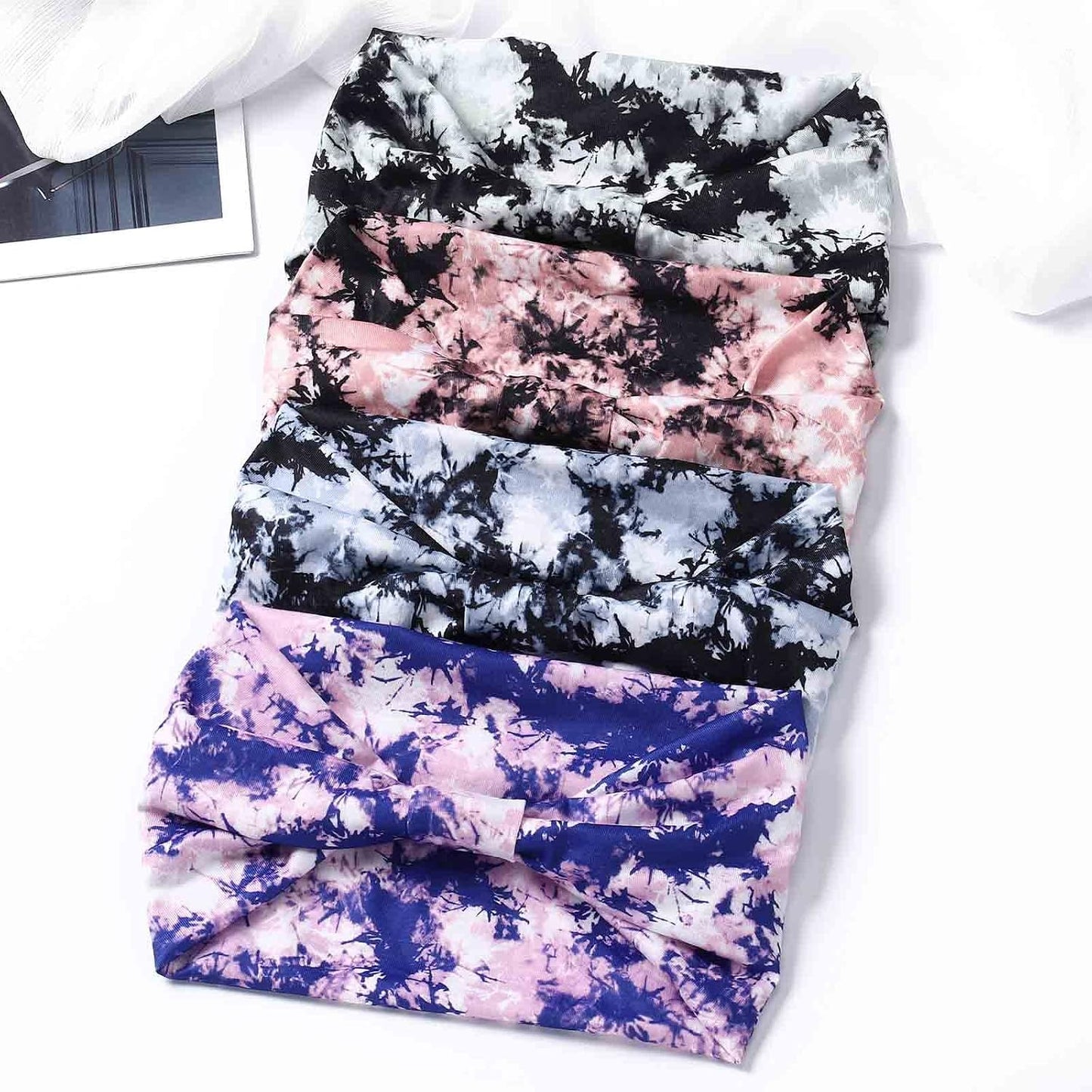 Acenail Diademas Anchas Paquete de 4 (Tie Dye B, Leopardo, Bandas p...