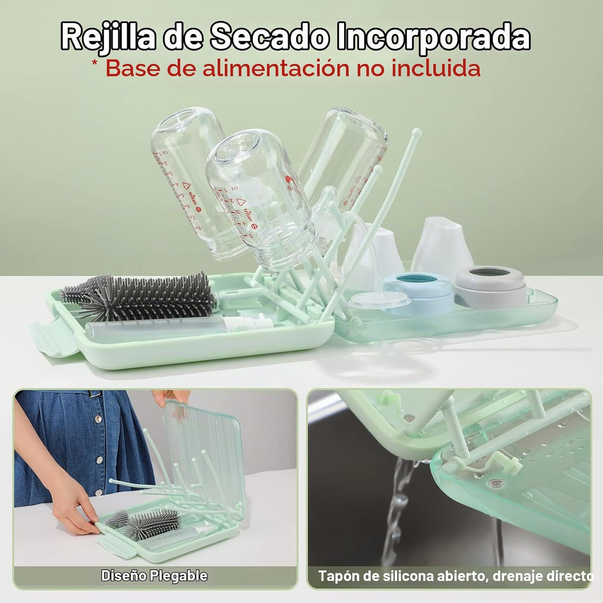 Juego de cepillos limpiadores de botellas 6 en 1 con estantes de se...