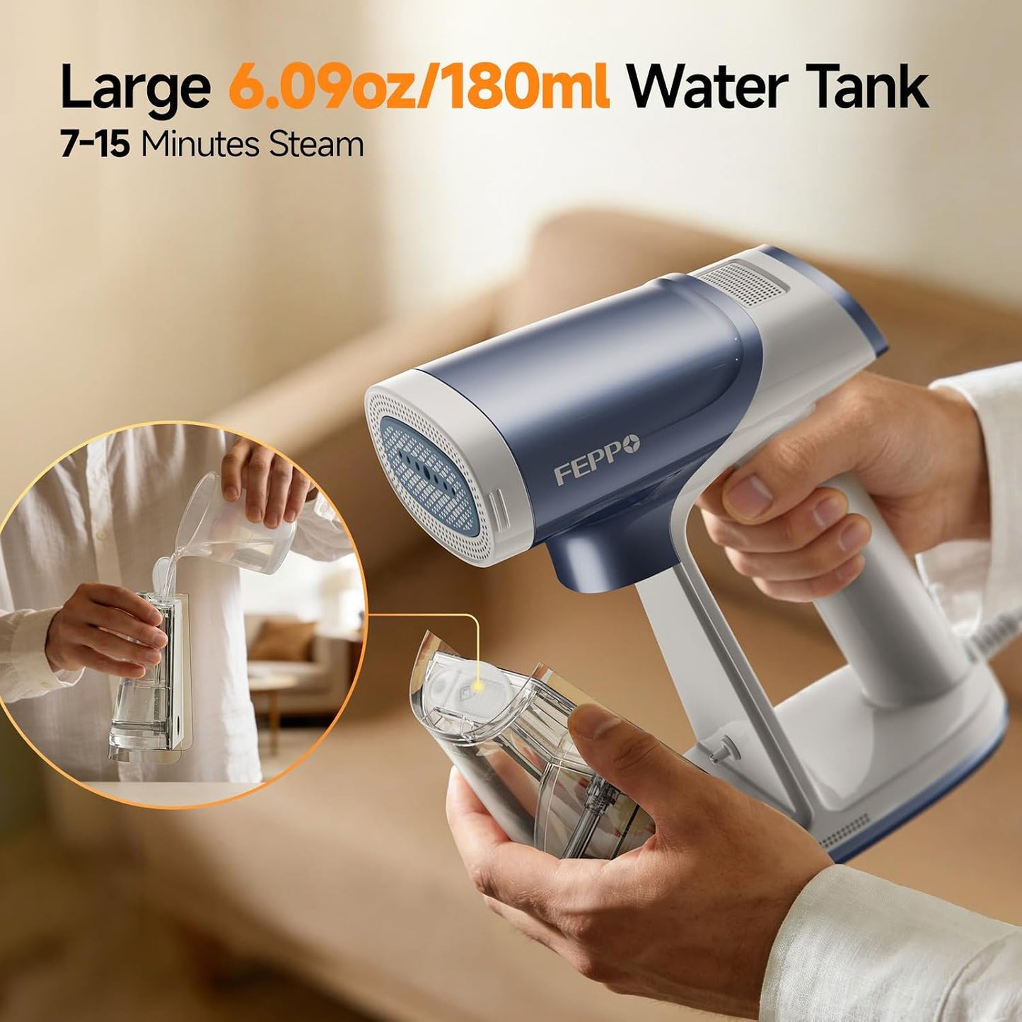 FEPPO Vaporizador de vacío para ropa, vaporizador de ropa de mano c...