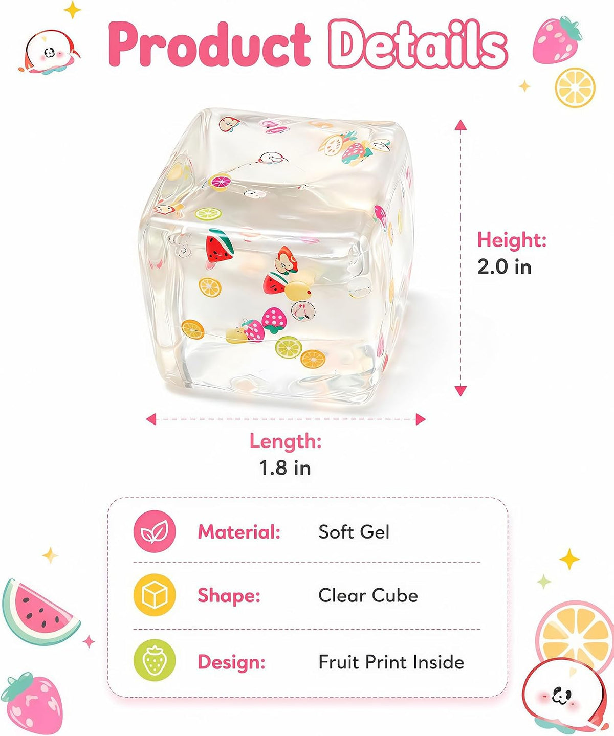 Paquete de 2 bolas antiestrés en forma de cubo transparente con con...