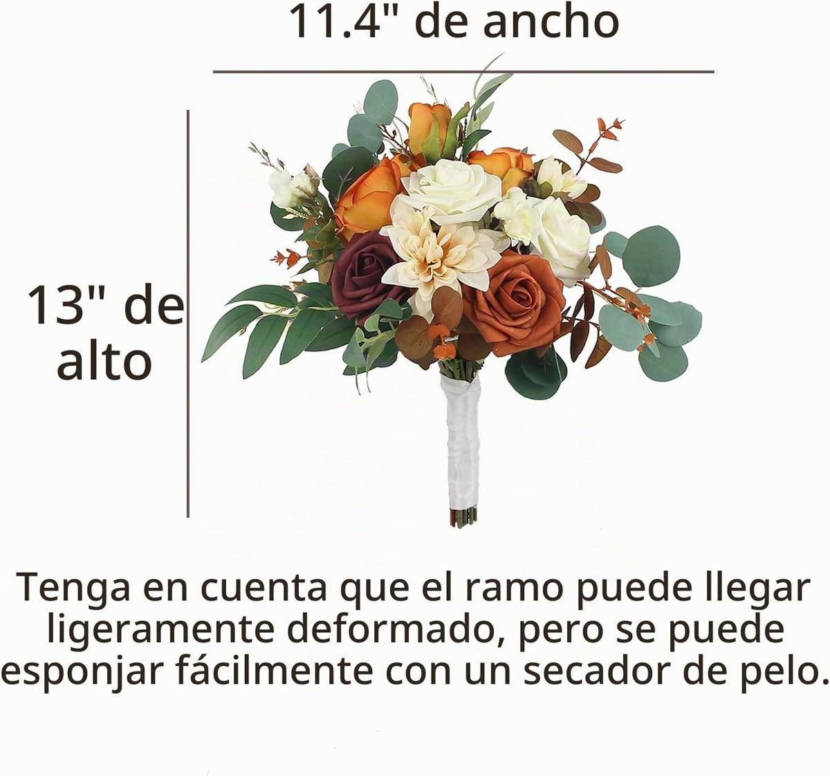 Rinlong Ramo de dama de honor de terracota, ramos de boda de otoño...