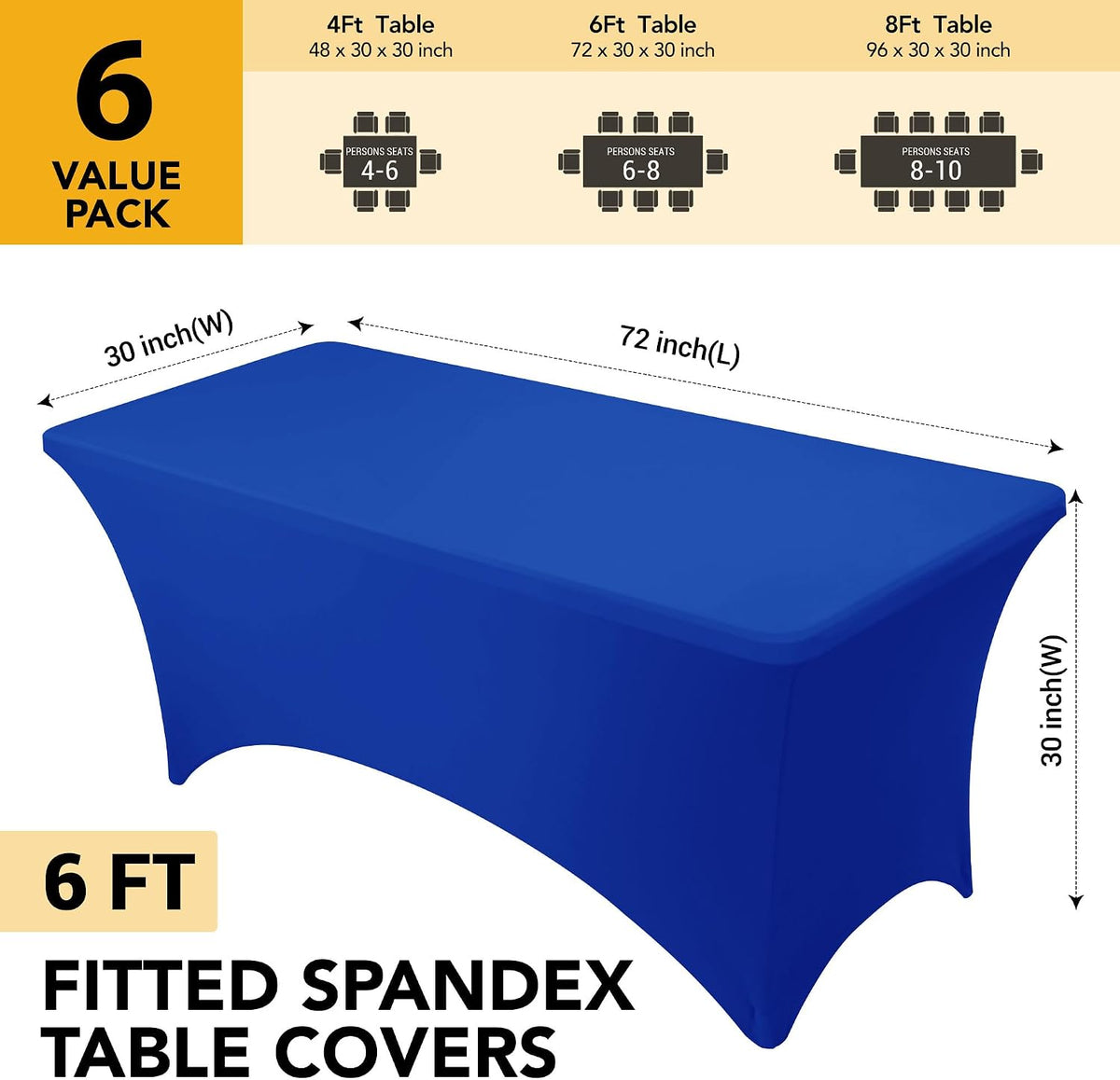Dailyset Paquete de 6 manteles Premium de Spandex azul real para me...