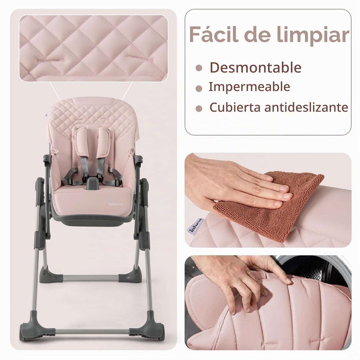 INFANS - Silla alta para bebé, silla alta convertible plegable port...
