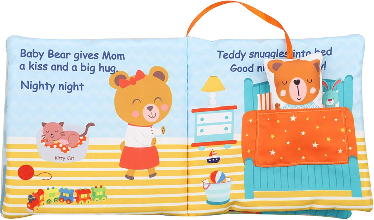 Bebe Mondo Juguete de oso de peluche con espejo, libro suave para b...