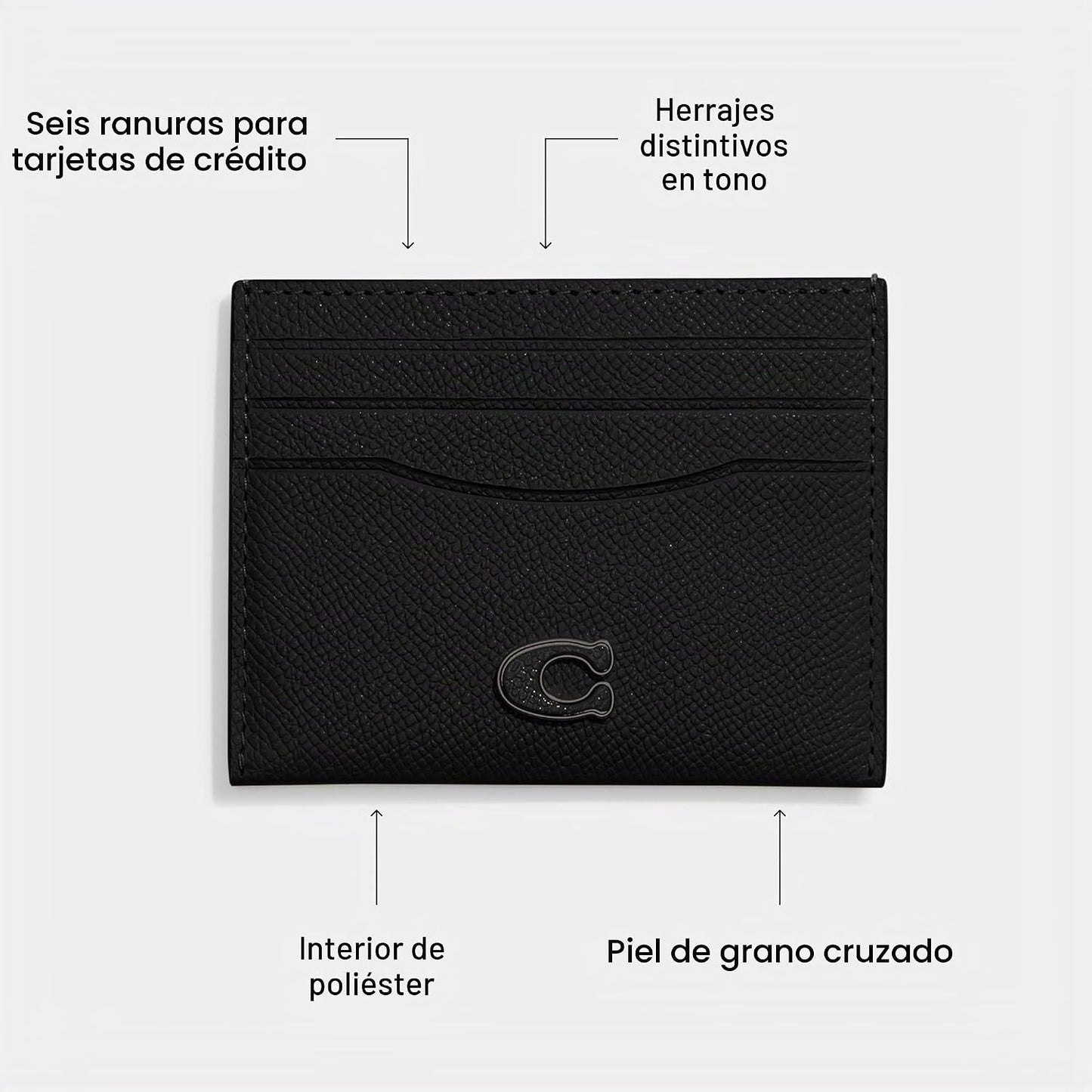 Coach Funda de tarjeta para hombre, color negro, talla única