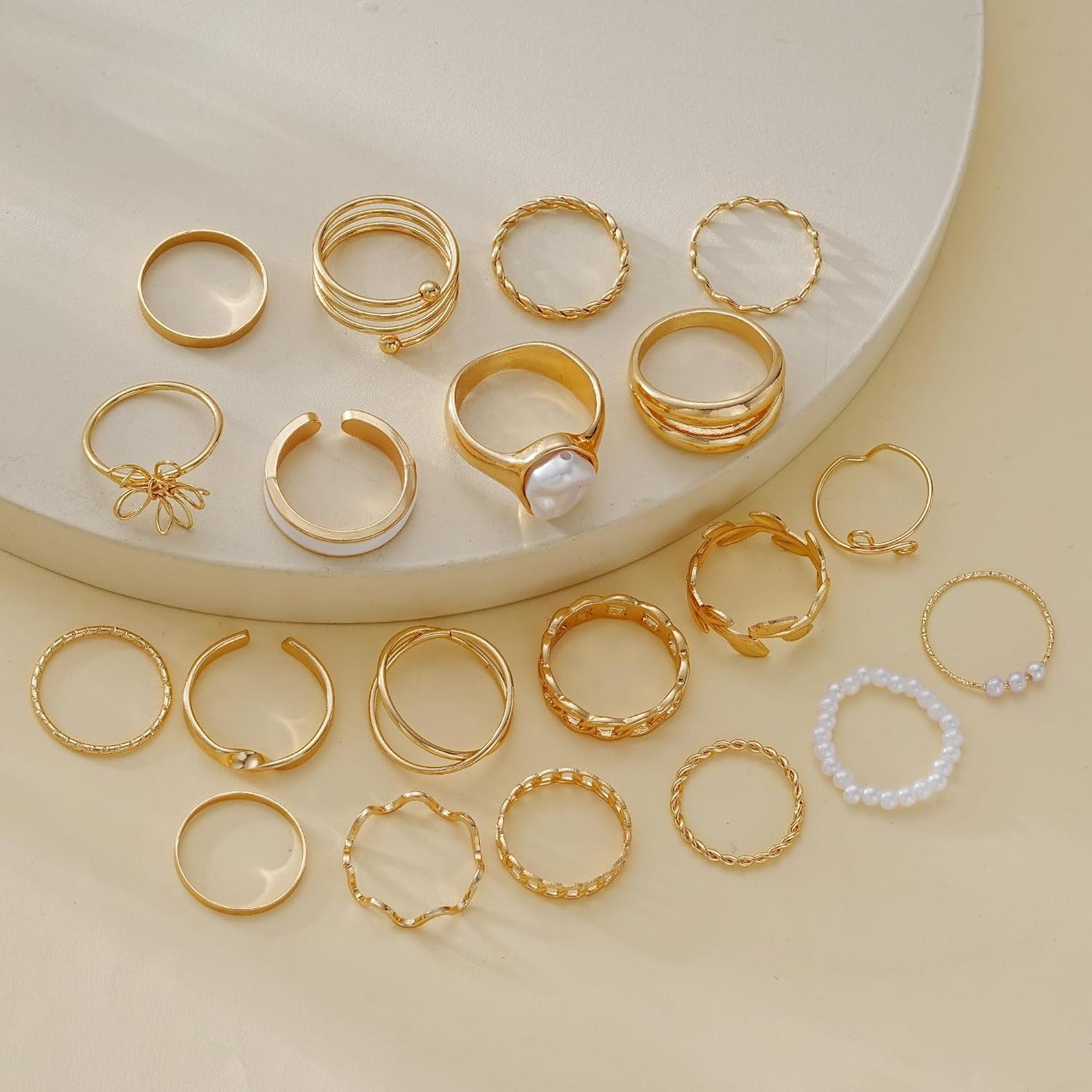 YEEZII Juego de 25 anillos dorados para nudillos para mujer, lindos...