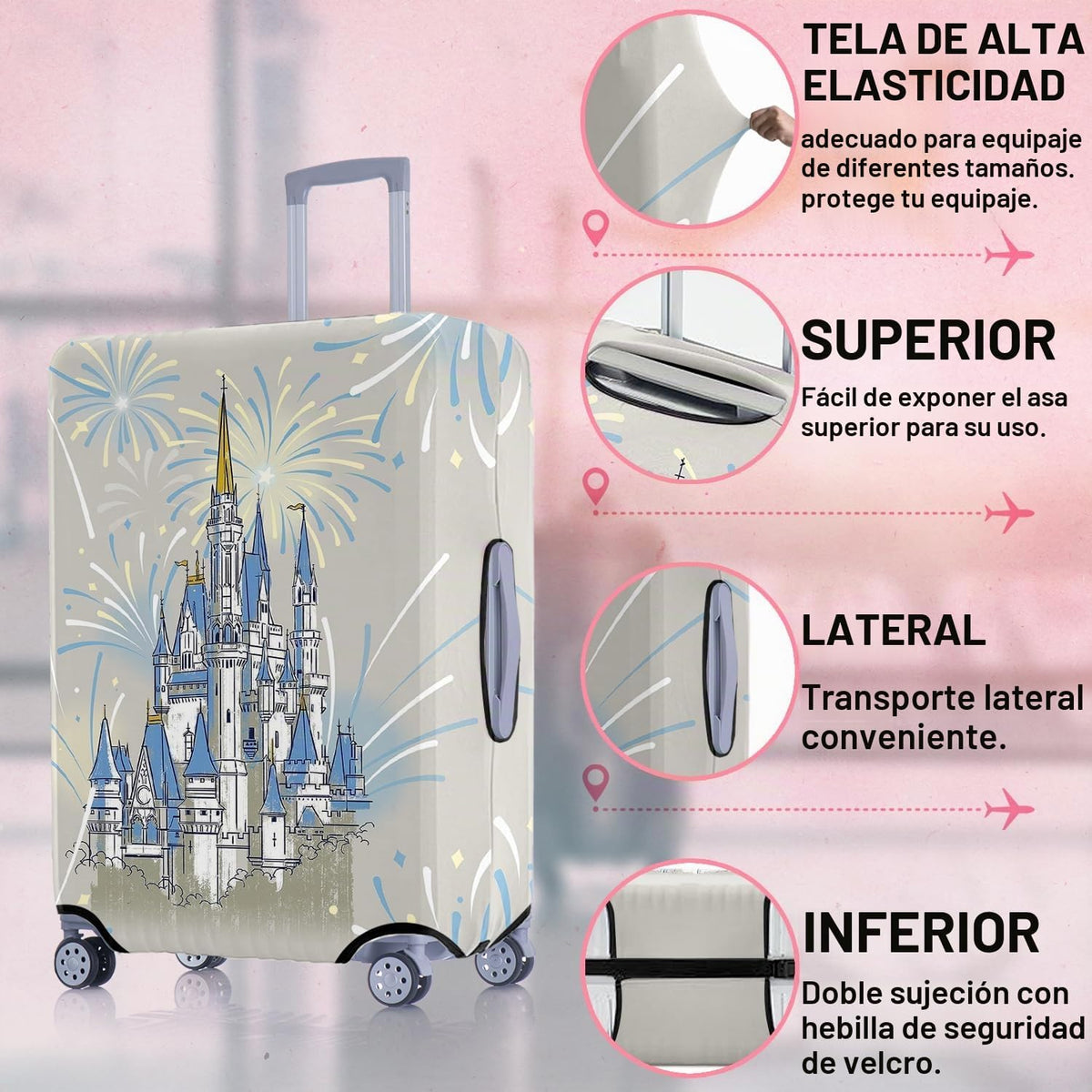 Vehcimbev Funda de equipaje lavable elástica para maleta de viaje,...