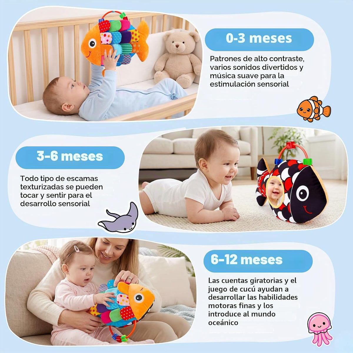Juguetes sensoriales para bebés de 0 a 6 meses de tiempo de barriga...