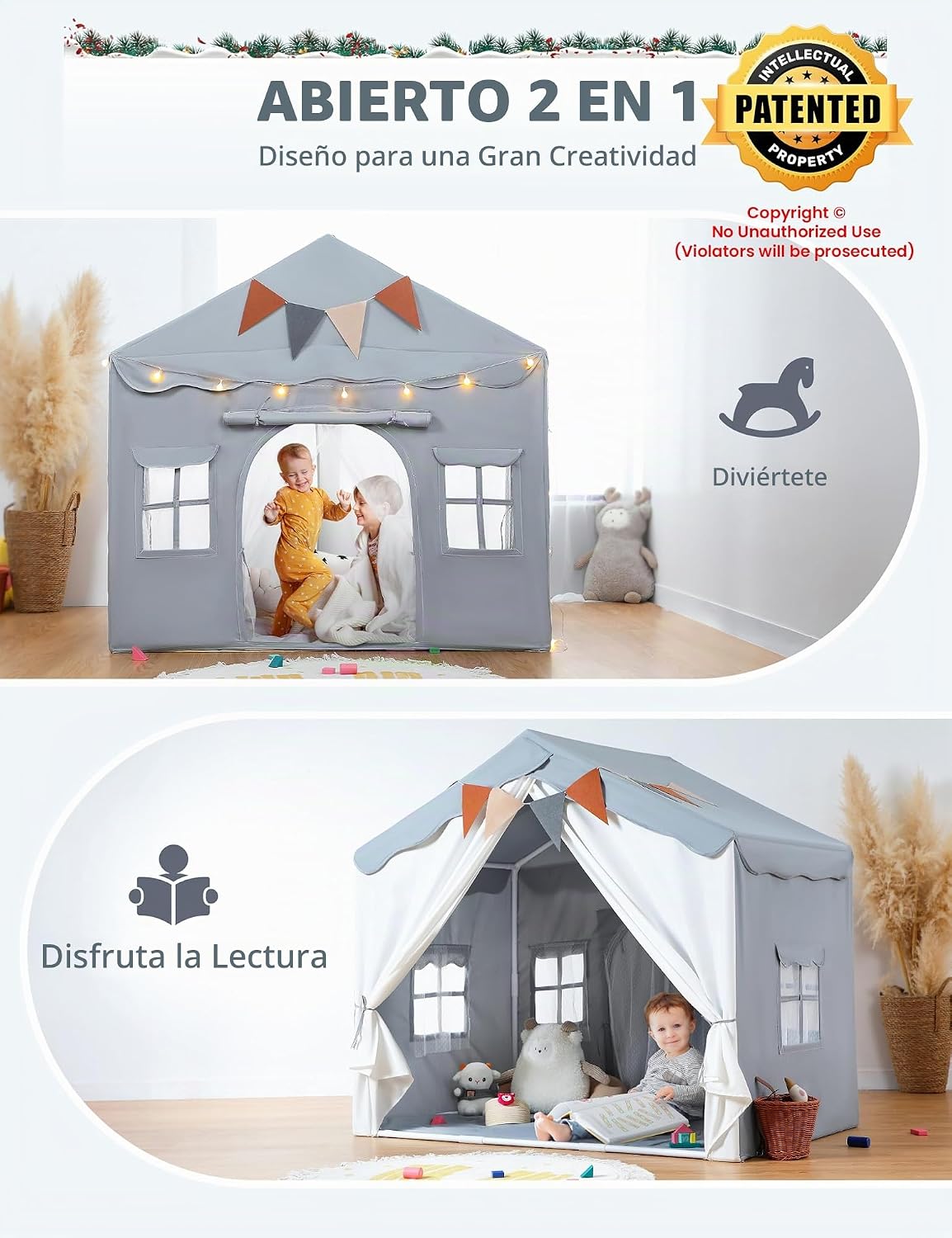 besrey Tienda de campaña para niños, tienda de campaña 2 en 1 con |...