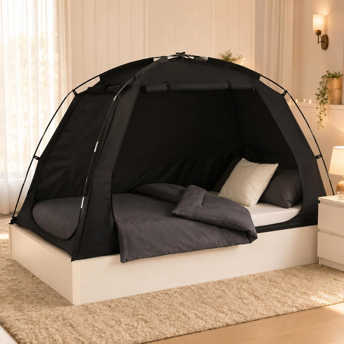 Alvantor® Tienda de campaña de cama tamaño individual, 93% opaca de...