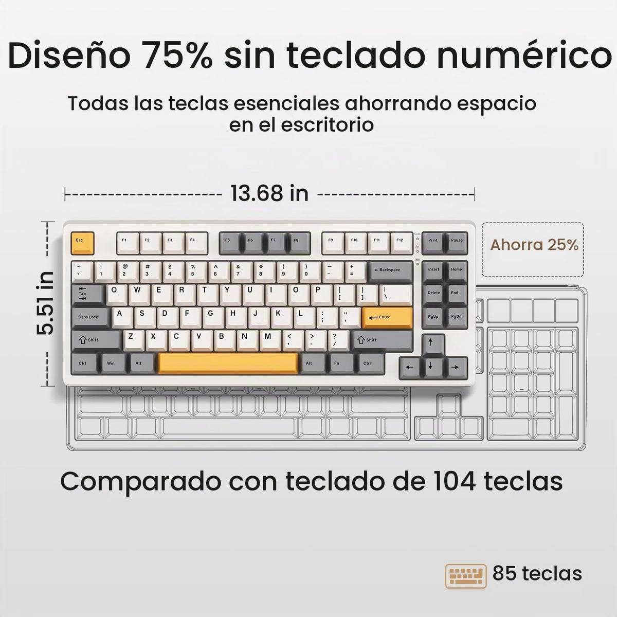 Kisnt Teclado mecánico inalámbrico, con junta montada con sonido cr...