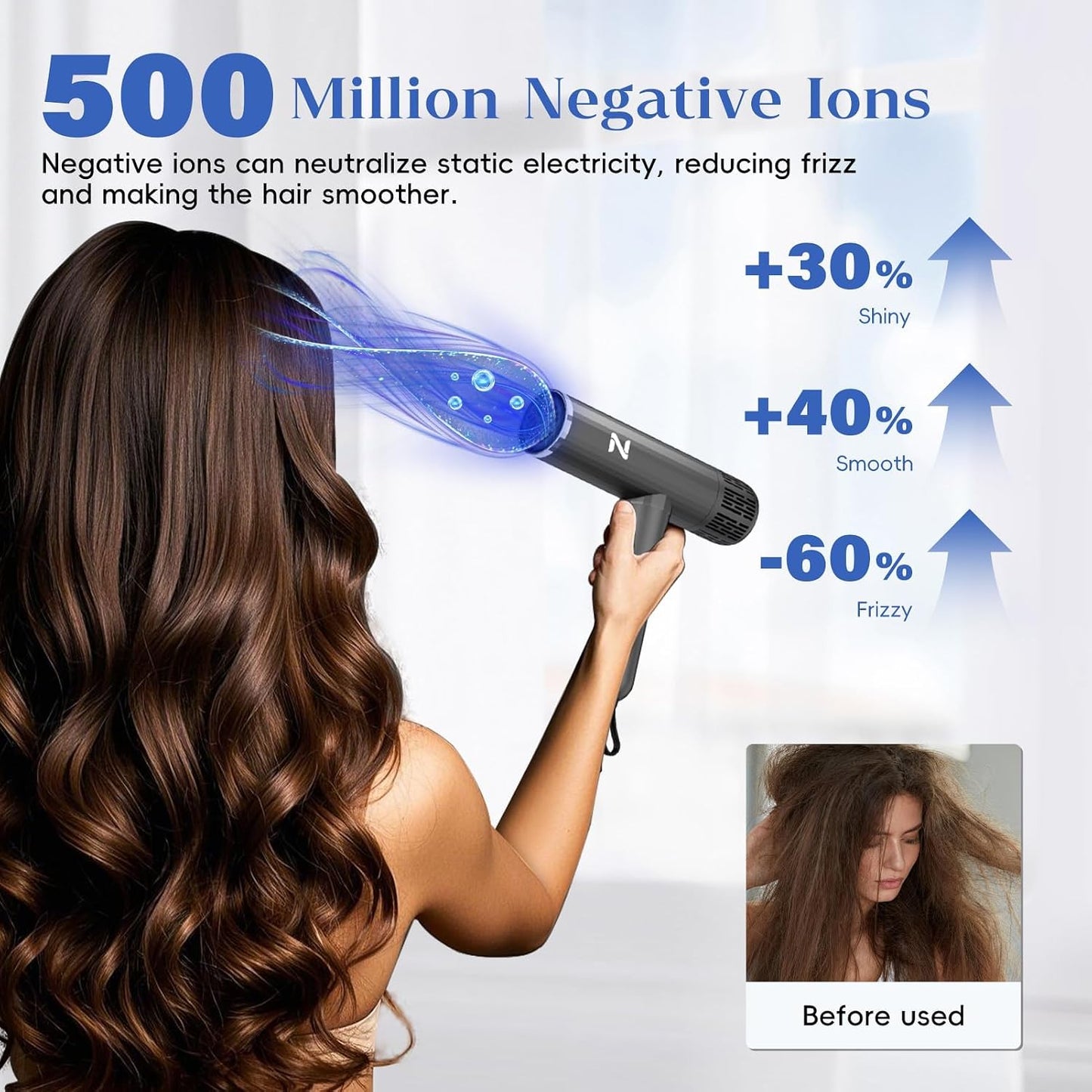 Natrial Ionic - Secador de pelo profesional con difusor para cabell...