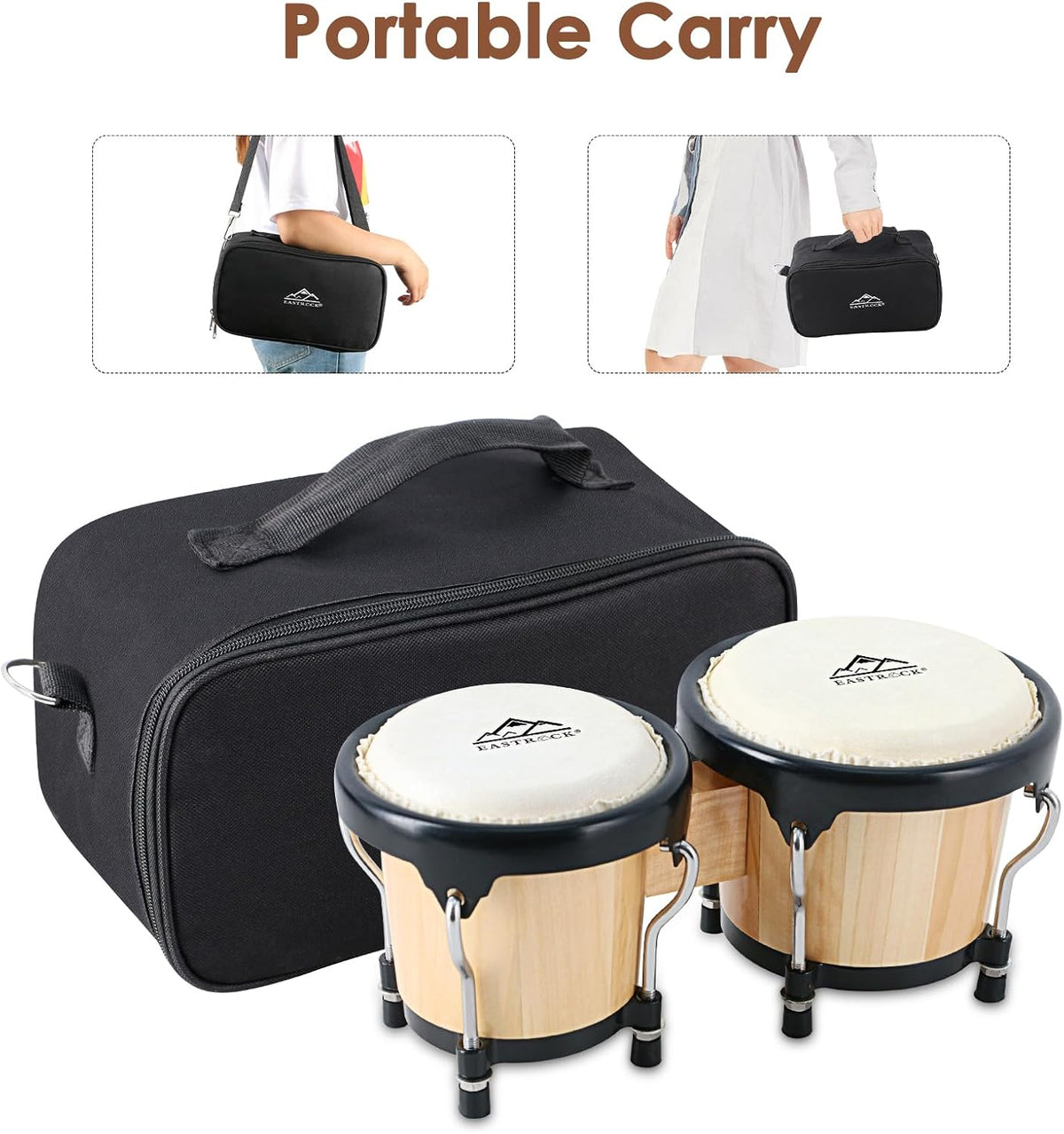 EastRock Bongo - Juego de tambor de 4 y 5 pulgadas para adultos, pr...