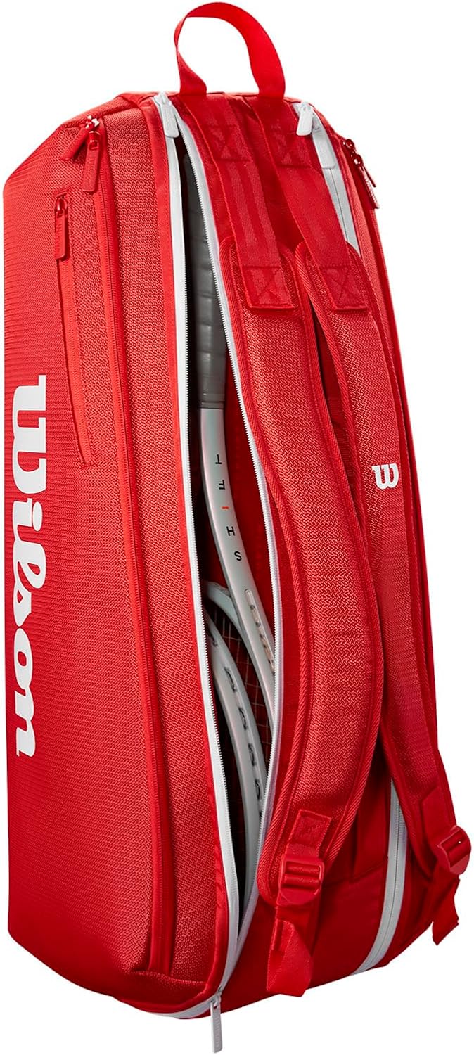 Wilson 2025 Super Tour - Bolsas para raquetas de tenis rojas - Rojo...