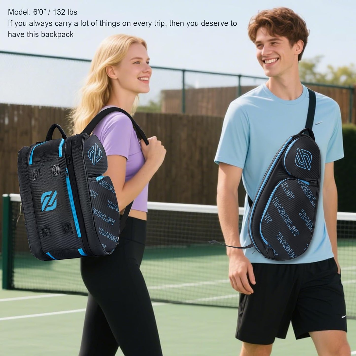 TILDOSAC Bolsa desmontable 2 en 1 para pickleball y pádel para homb...