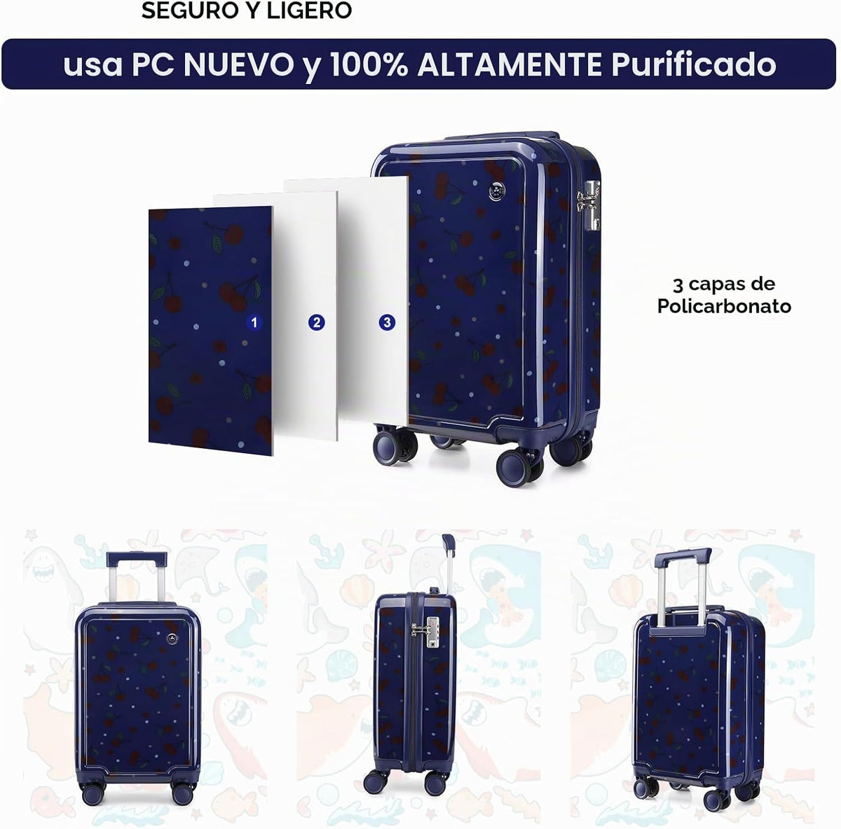 Somago Juego de 4 piezas de equipaje para niños con mochila para ni...