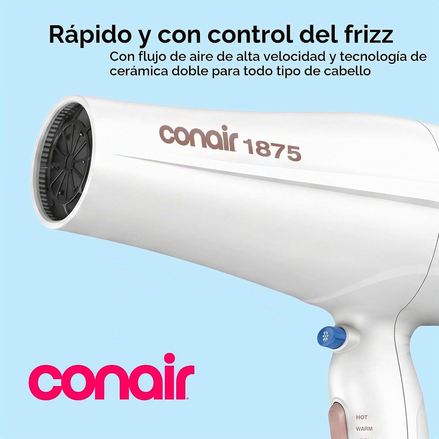 Conair Secador de pelo de cerámica doble con difusor y concentrador...