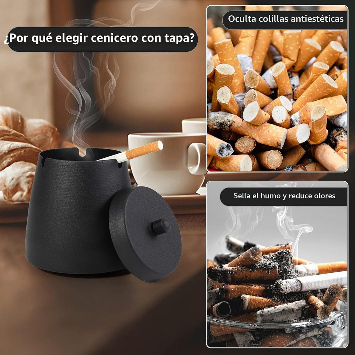 Hargtar Ceniceros para exteriores para patio con tapa, bandejas de...