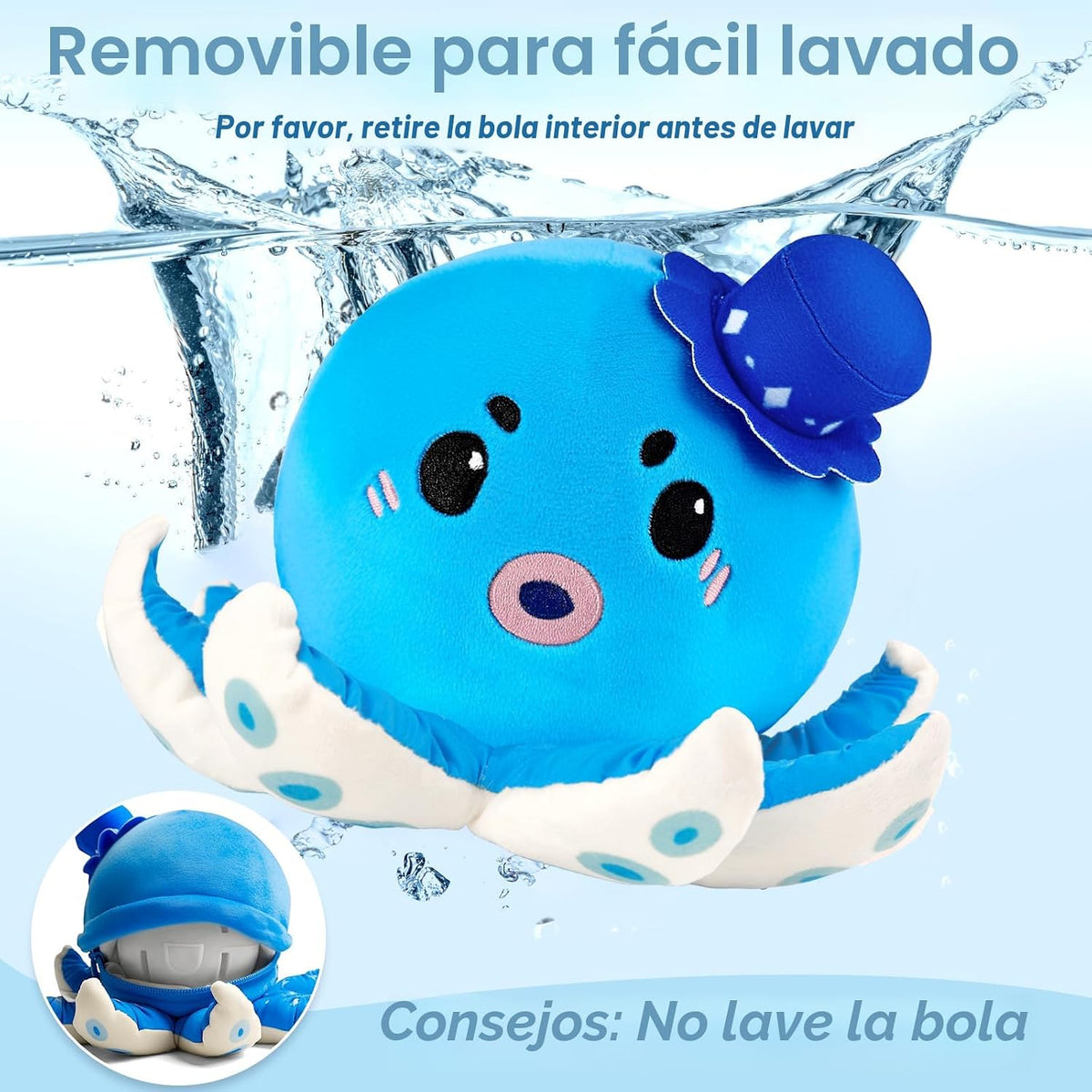 SAIMAND Juguete de peluche musical de pulpo, regalo sensorial suave...