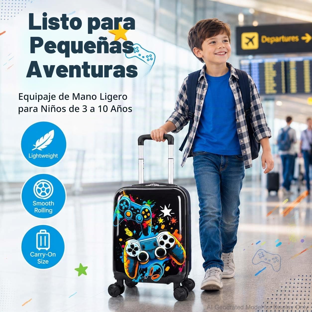 Juego de equipaje de mano ligero para niños, 2 piezas con ruedas, m...