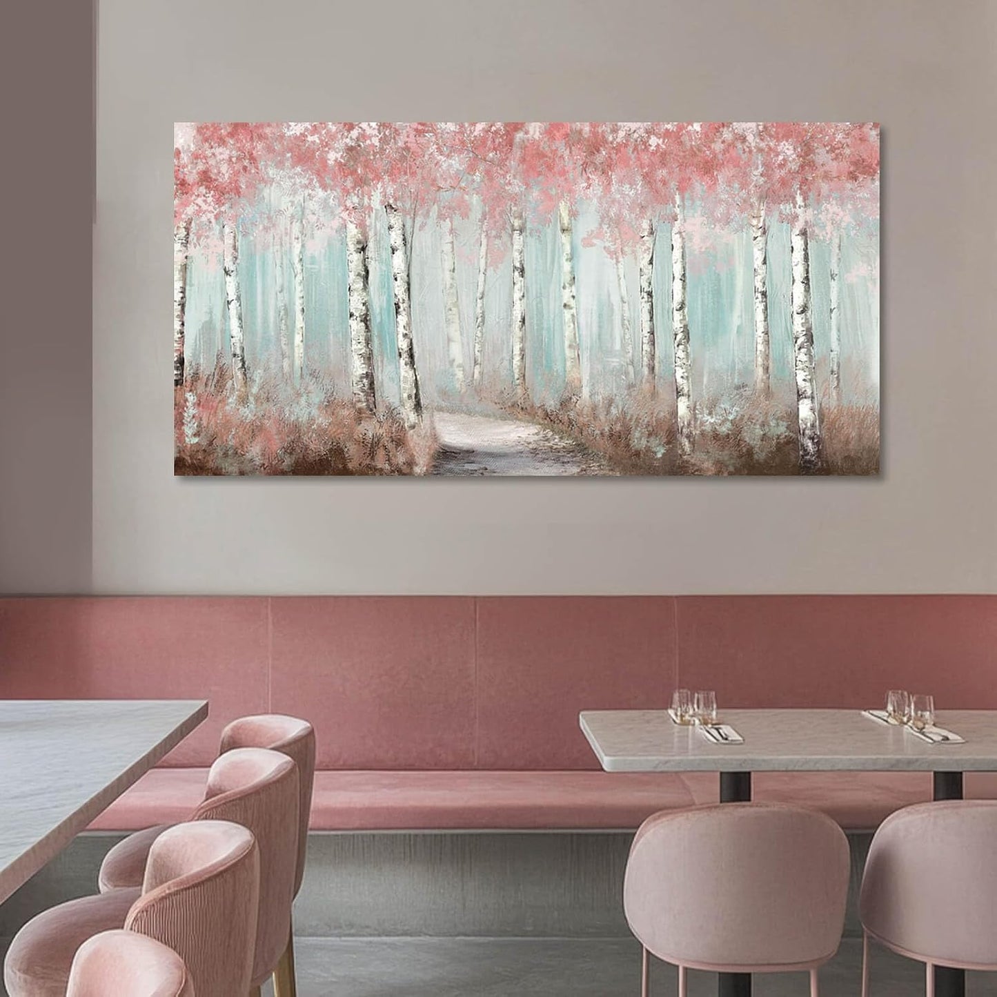 Arte de pared botánico para habitación de niñas, árbol rosa, decora...