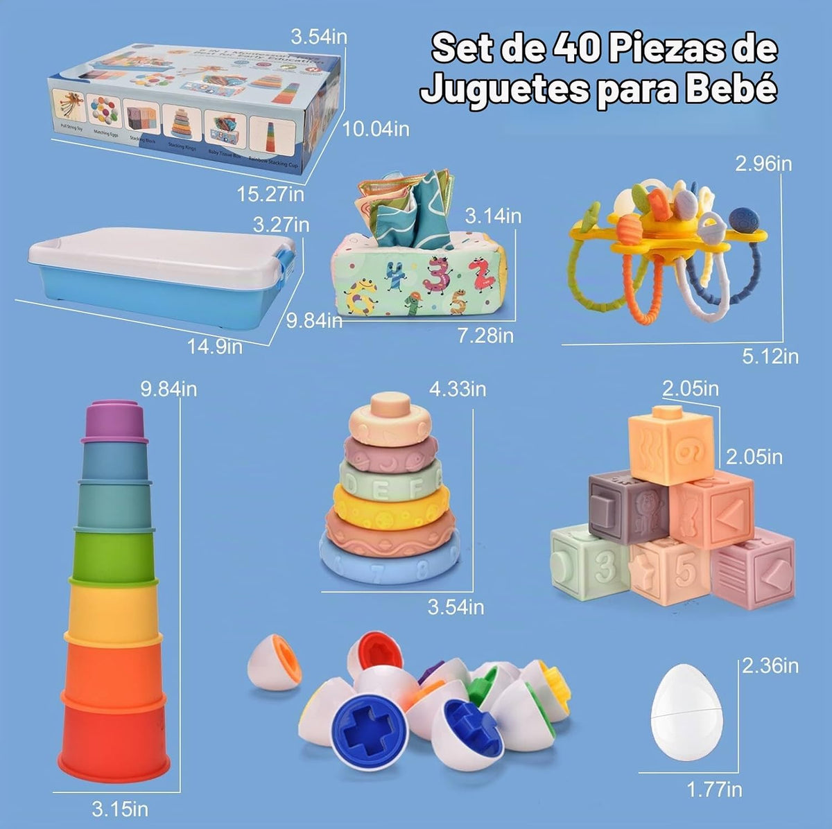 Juguetes para bebés de 6 a 12 meses, juguetes Montessori 6 en 1 par...