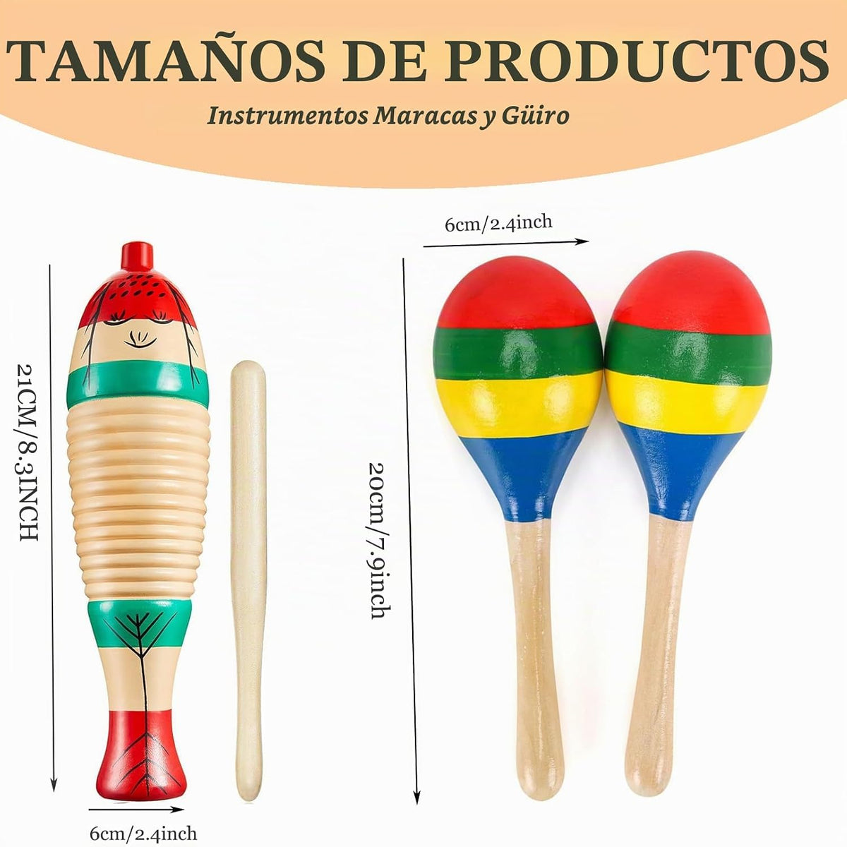 Instrumento Guiro, Maracas de madera para adultos, cocteleras de hu...