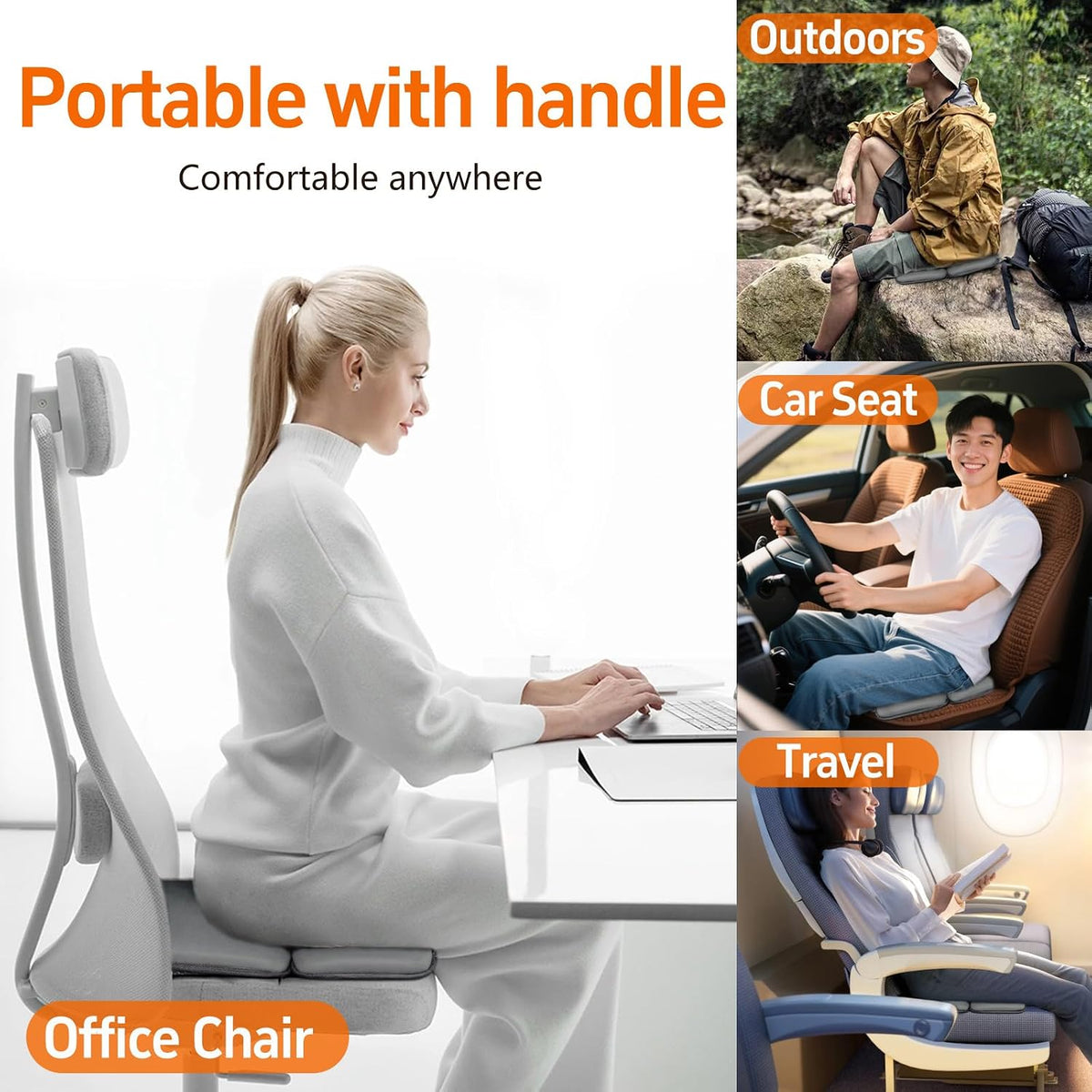 Sojoy iGelComfort 3-en-1 Cojín de asiento de gel plegable y espuma...