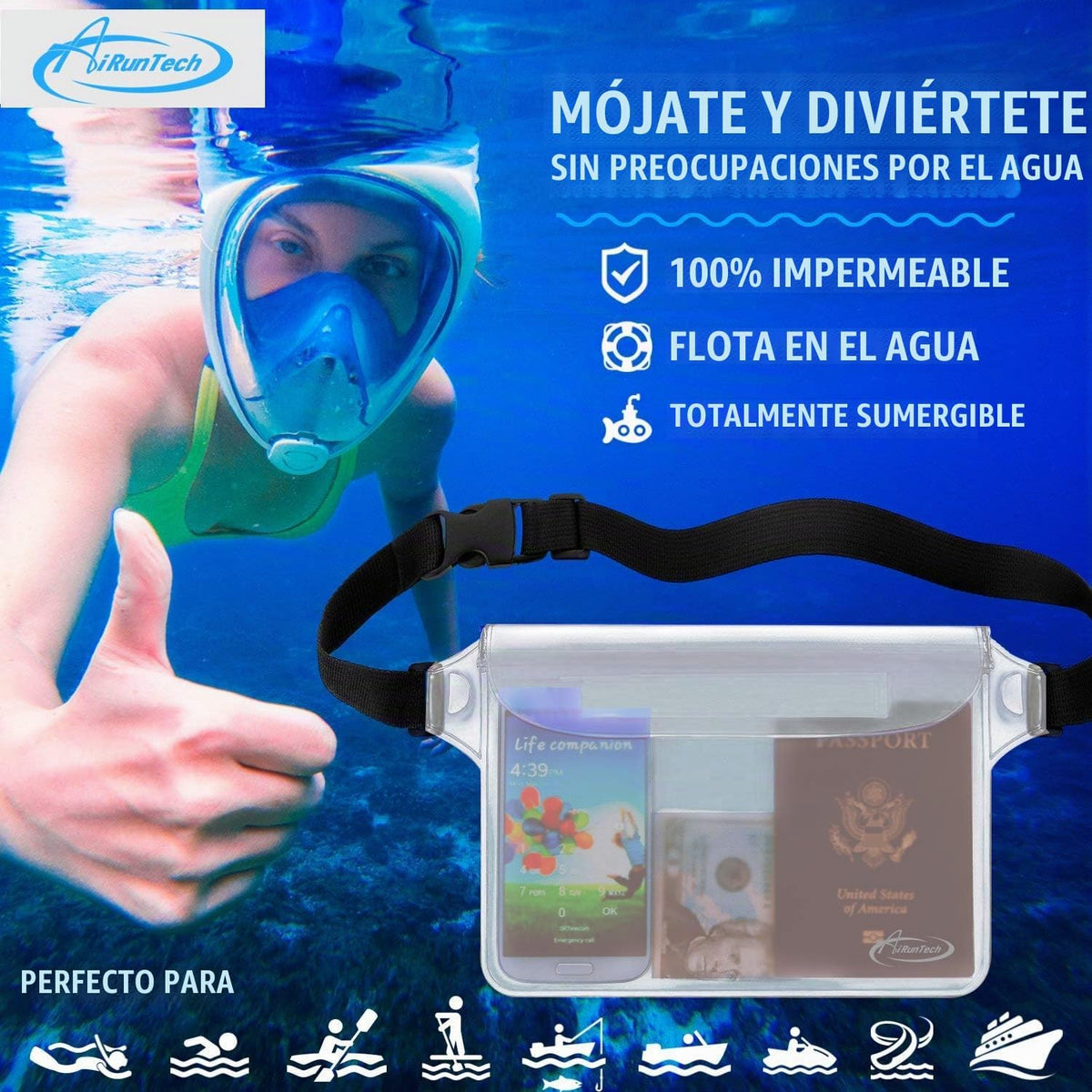 AiRunTech Bolsa impermeable con correa para la cintura (paquete de...