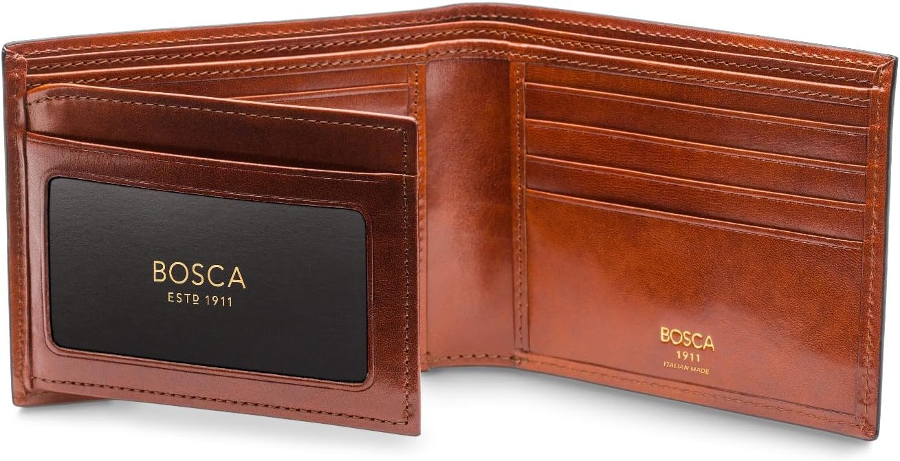 Bosca Cartera de cuero para hombre, billetera plegable de Italia an...