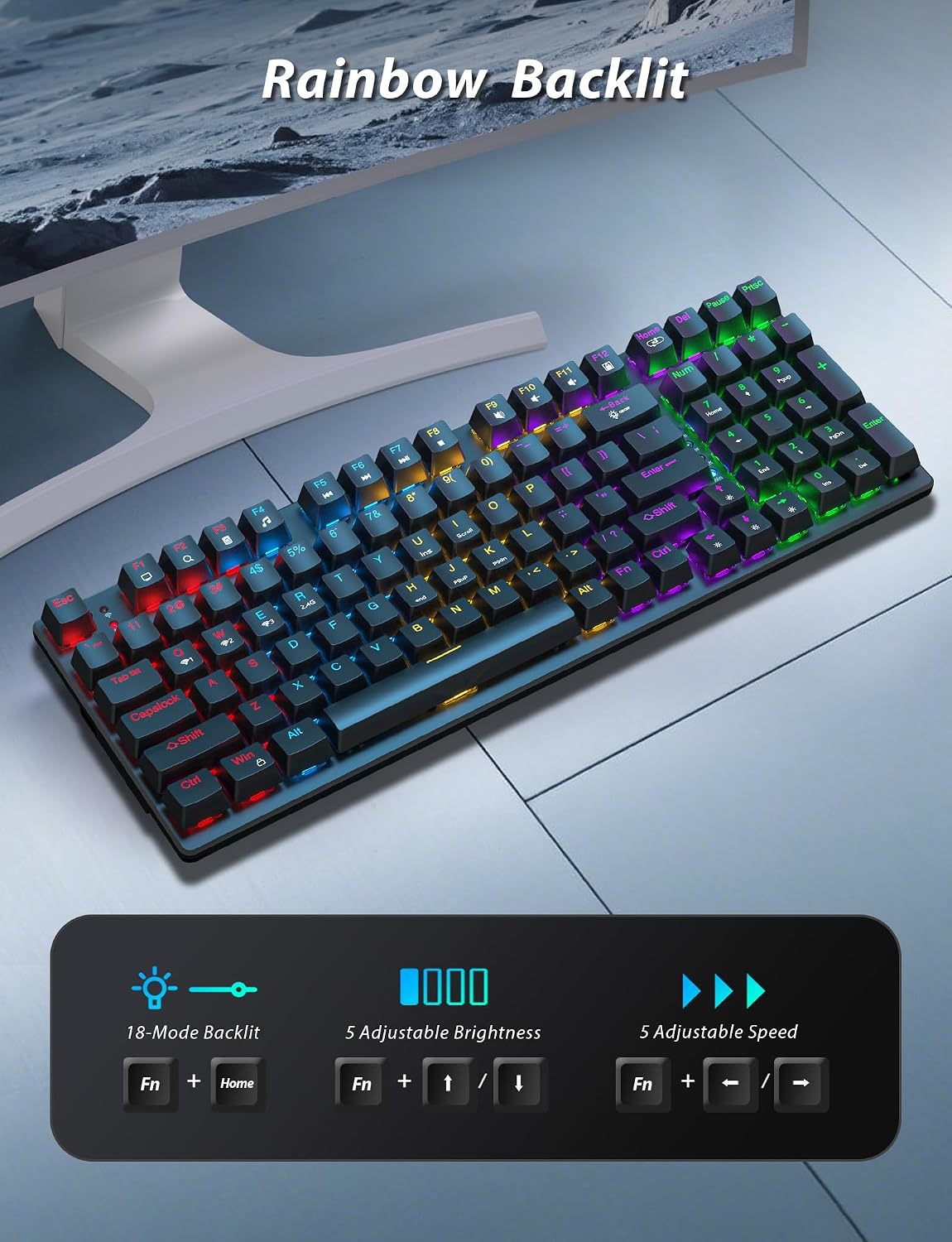 Combo de teclado mecánico inalámbrico y mouse, teclado para juegos...