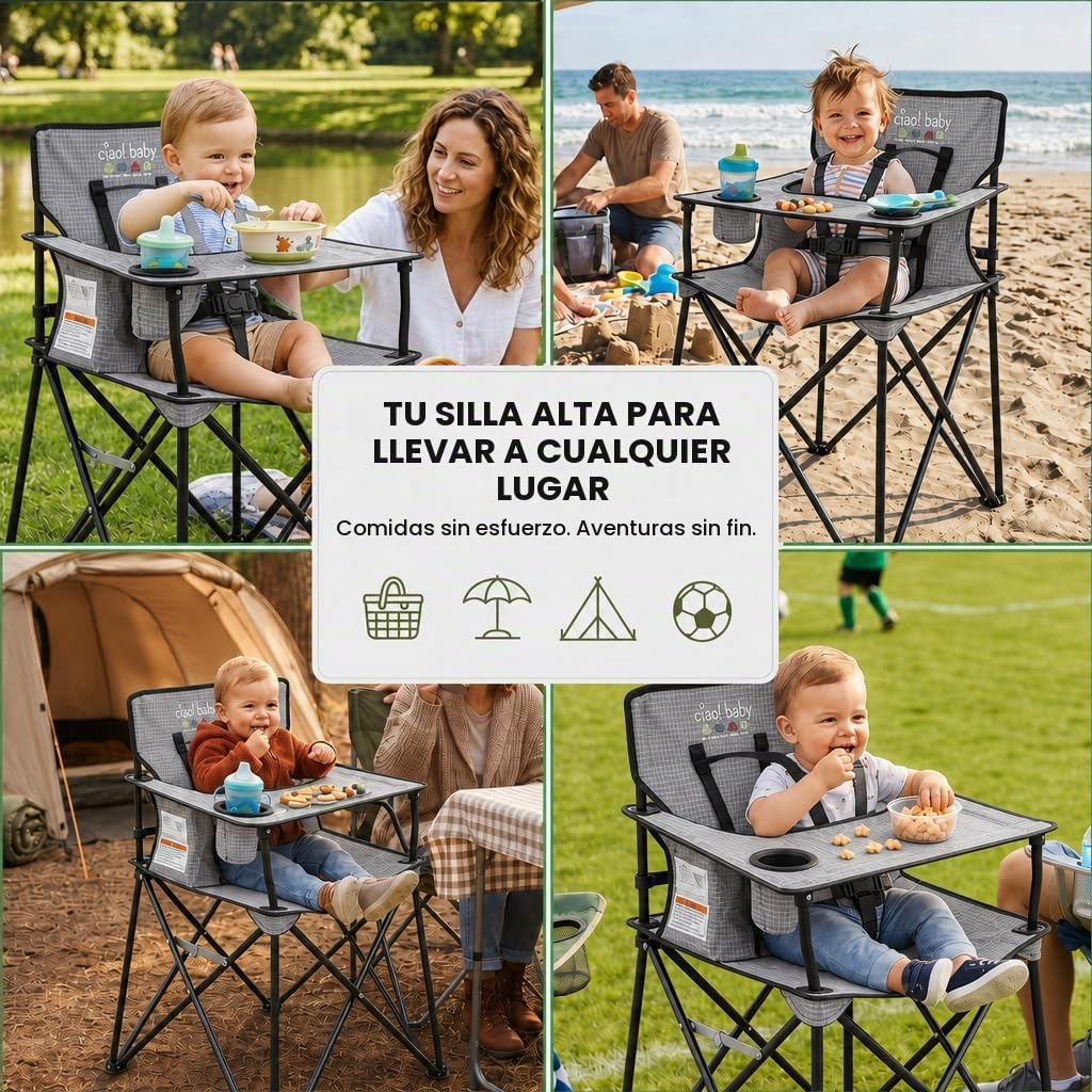ciao! baby Silla alta portátil para bebés y niños pequeños, silla d...