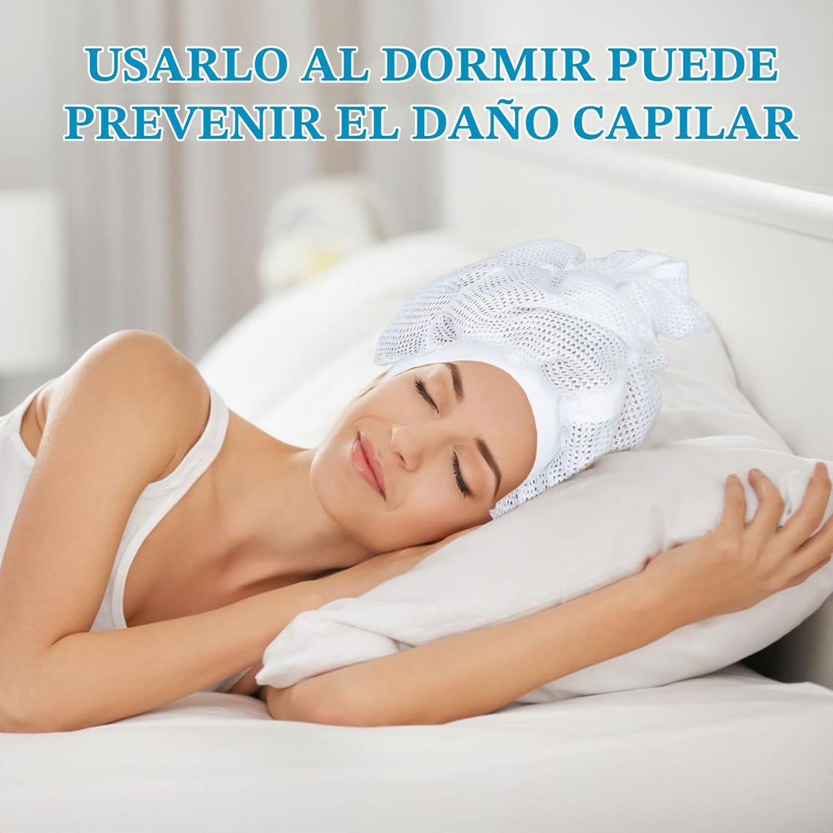 Gorro de red, diseño especial para cabello rizado, reduce el encres...