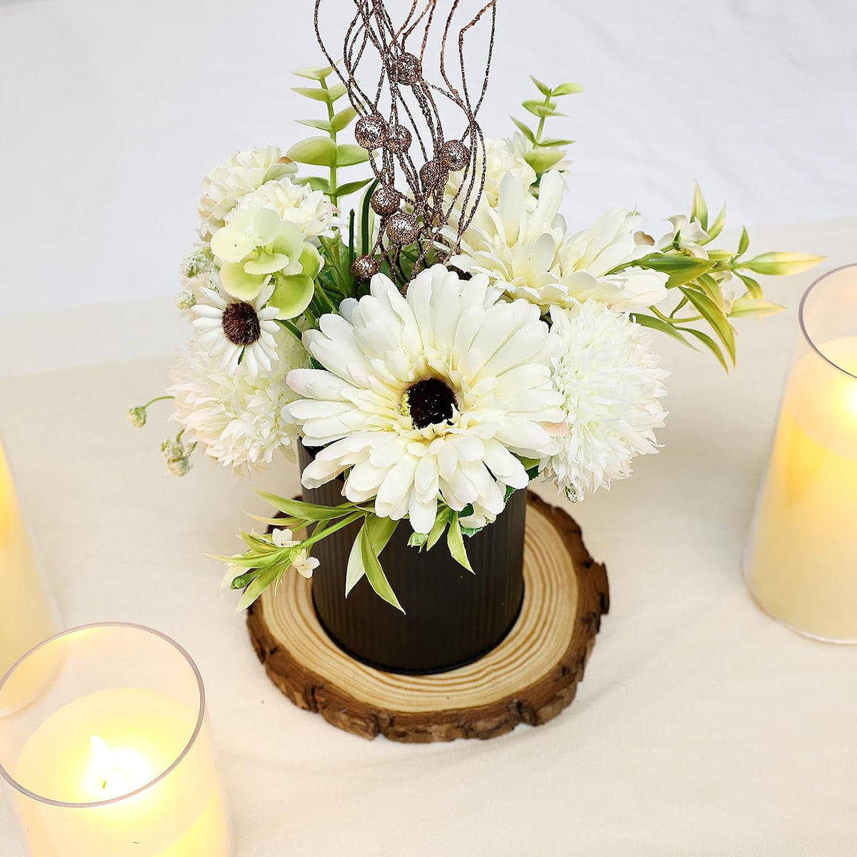 DIYDOFUN Centros de mesa para fiestas, juego de 6 arreglos florales...