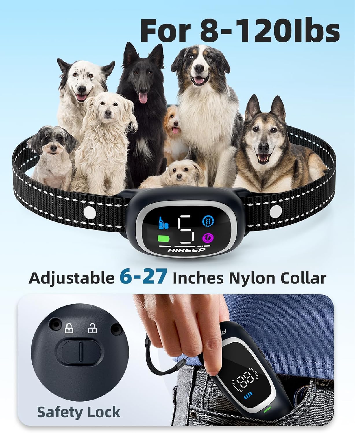 Collar de Choque para Perros 2 en 1 y Collar Anti-Ladridos para Per...
