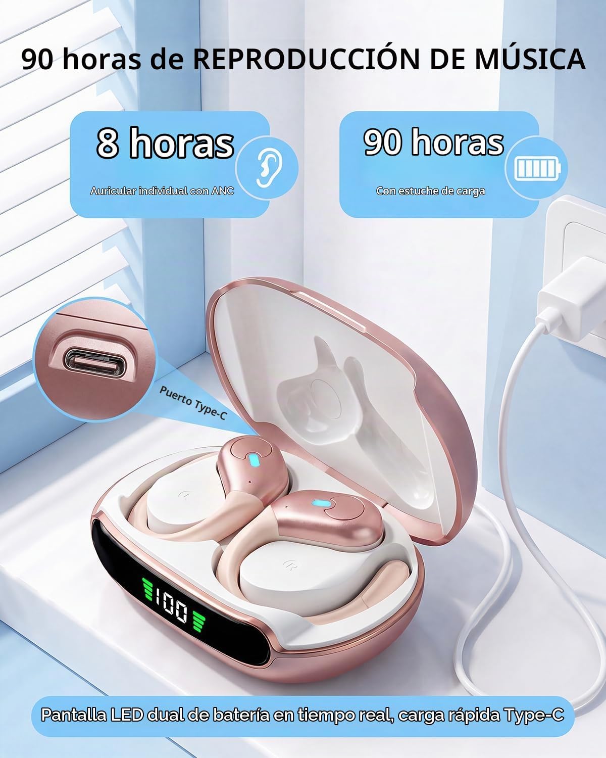 Auriculares inalámbricos con cancelación activa de ruido, auricular...