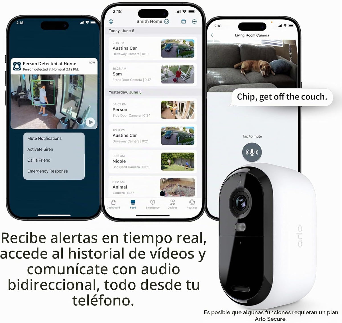 Cámara de seguridad Arlo Essential 1080p HD | Exterior - Interior |...