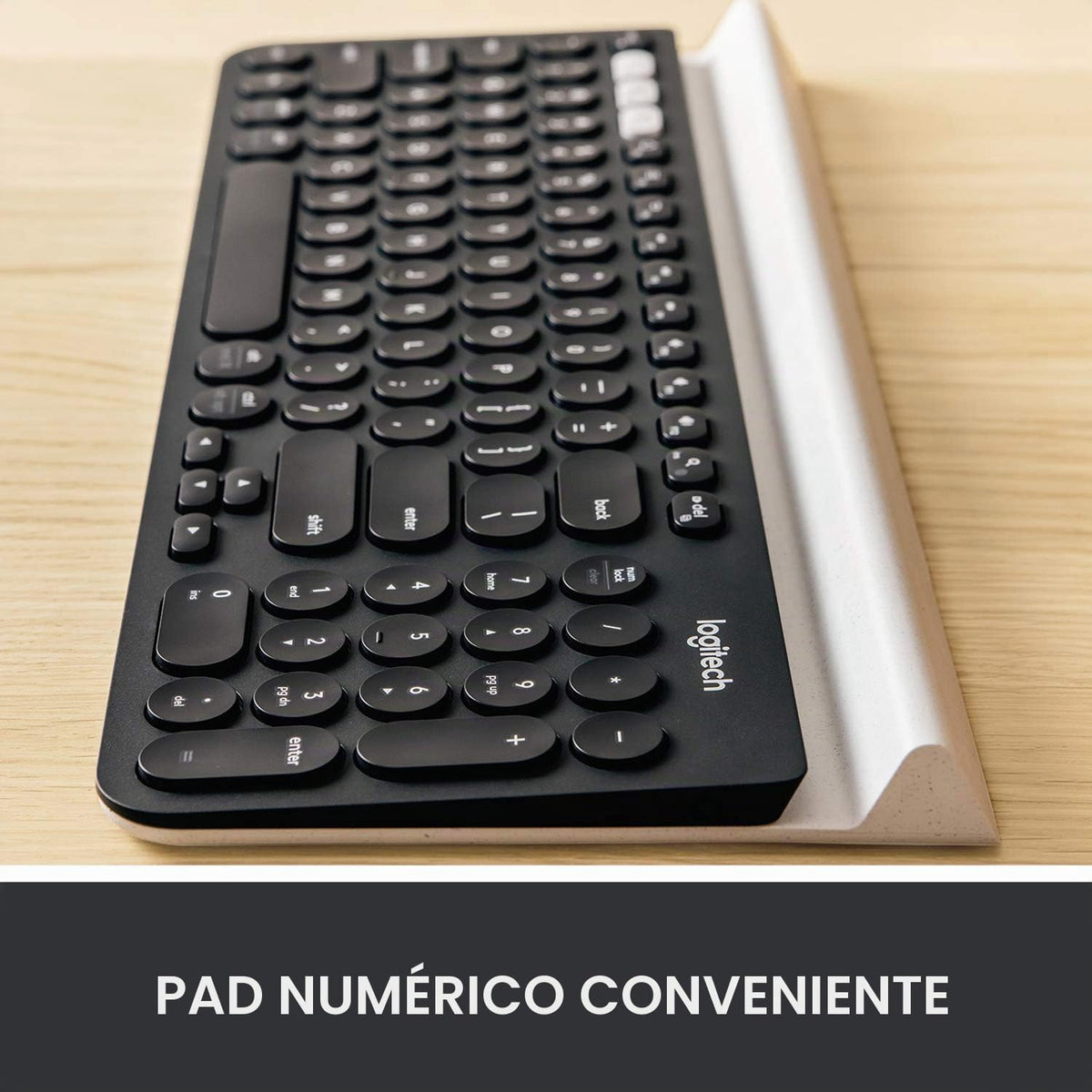 Logitech Teclado inalámbrico multidispositivo K780 con base incorpo...