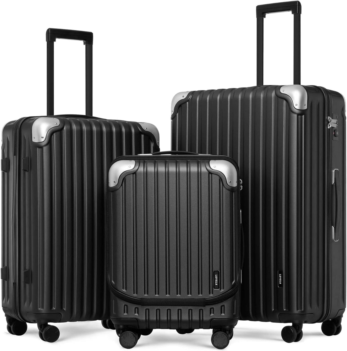 LEVEL8 Equipaje Grace, Negro - | 20 pulgadas expandible, ABS + PC c...
