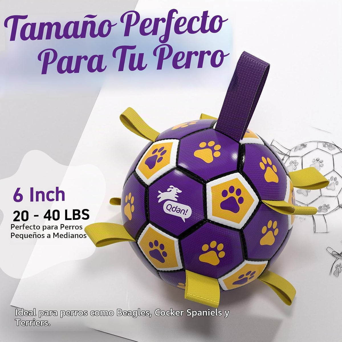 QDAN Juguetes de cuerdas para perros, pelota de fútbol con correas,...
